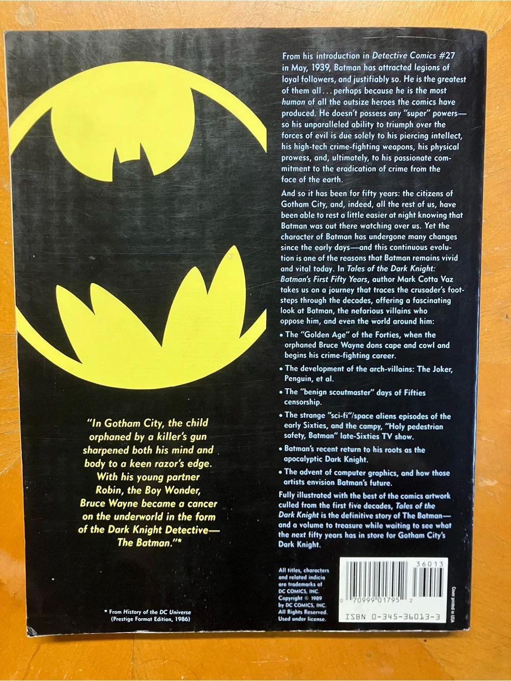 Vintage 1989 Batman Tales of the Dark Knight First Edition Book